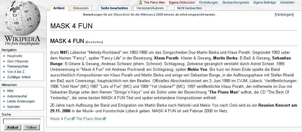 So sähe unser WIKIPEDIA Artikel aus - 